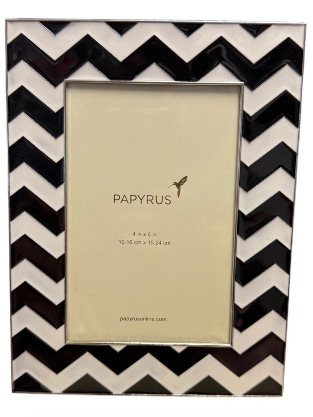 Papyrus Black & White chevron enamel frame, NEW WITH TAGS